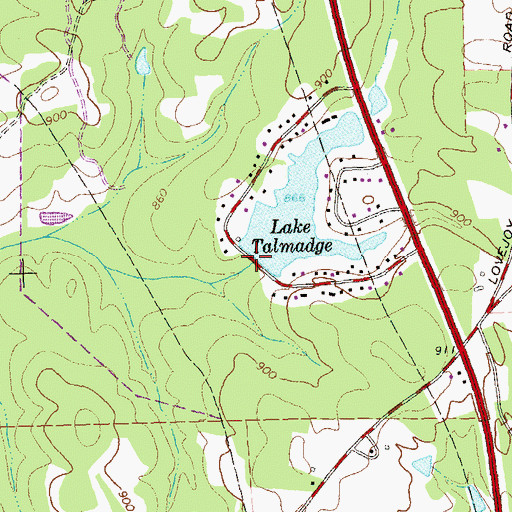 Topographic Map of Lake Talmadge Dam, GA