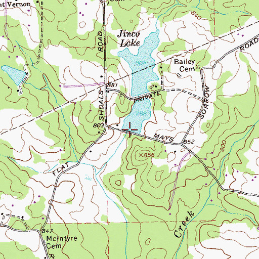 Topographic Map of Jinco Lake Dam, GA