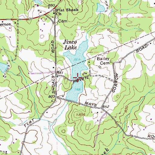 Topographic Map of Ingram Lake Dam, GA
