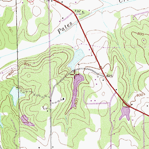 Topographic Map of Hiram Cook Dam, GA