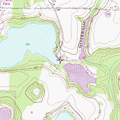 Topographic Map of Whitewater Club Lake Dam, GA
