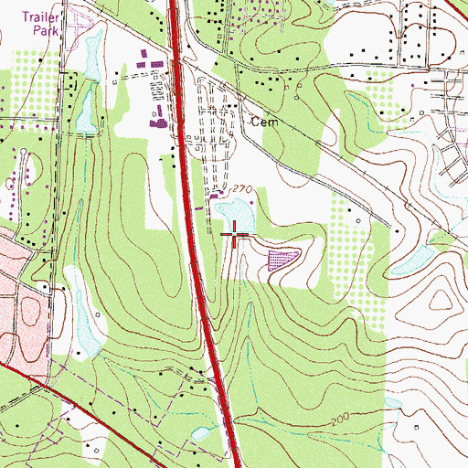 Topographic Map of Powell Lake Dam, GA