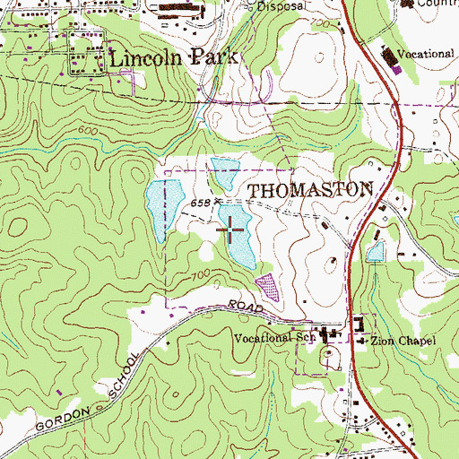 Topographic Map of Copper Hill East Lake Dam, GA