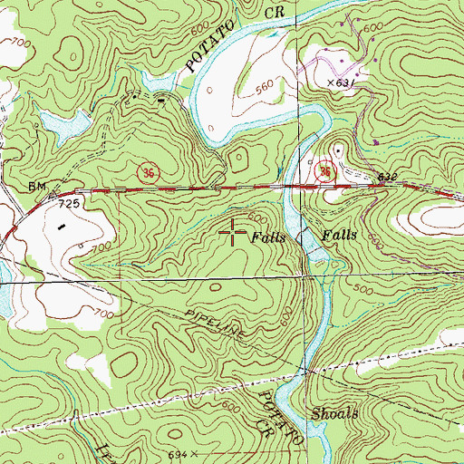 Topographic Map of Adams Lake Dam, GA