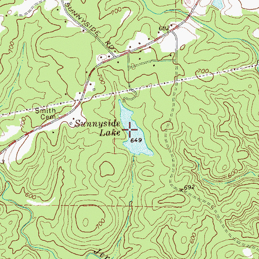 Topographic Map of Sunnyside Lake Dam, GA