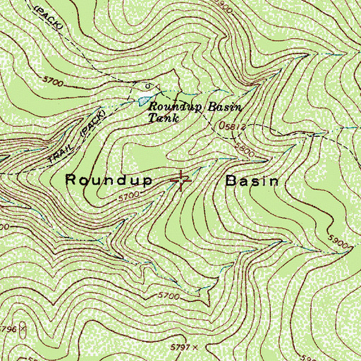 Topographic Map of Roundup Basin, AZ