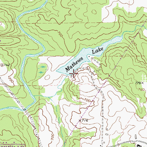 Topographic Map of Matthews Lake Dam, GA