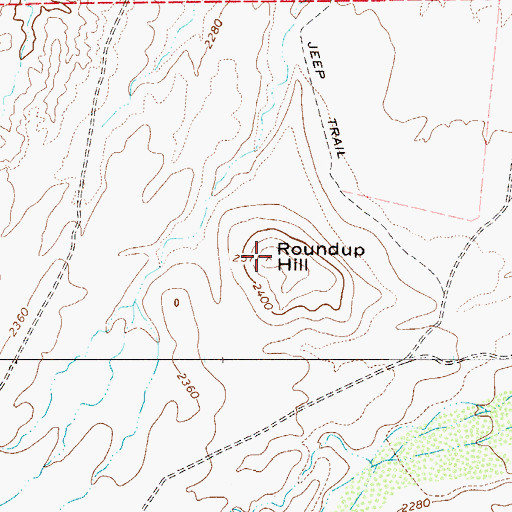 Topographic Map of Roundup Hill, AZ
