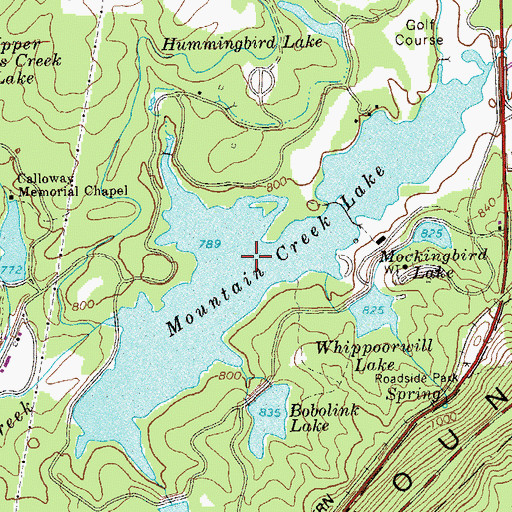 Topographic Map of Mountain Creek Lake, GA