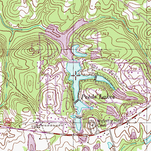 Topographic Map of Whispering Pines Lake, GA
