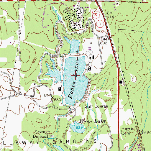 Topographic Map of Robin Lake Dam, GA