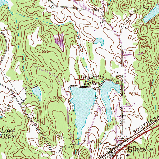 Topographic Map of West Braketts Lake Dam, GA