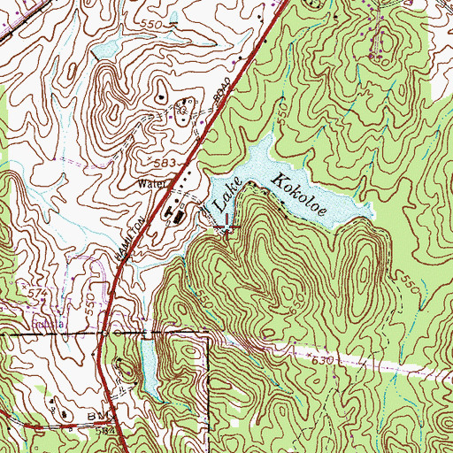 Topographic Map of Lake Kokoloe Dam, GA