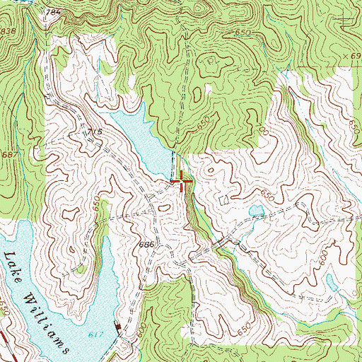 Topographic Map of Riley Lake Dam, GA