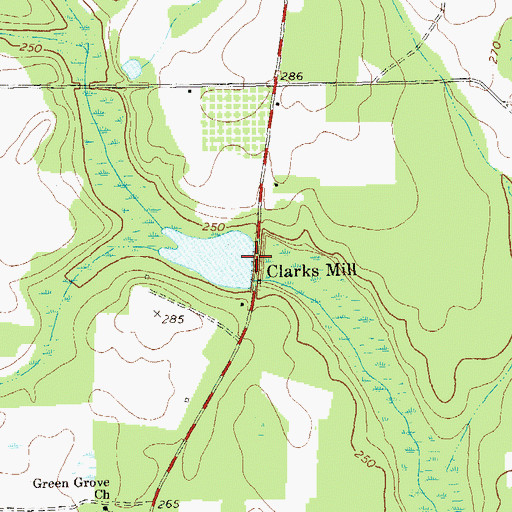 Topographic Map of Clarks Millpond Dam, GA