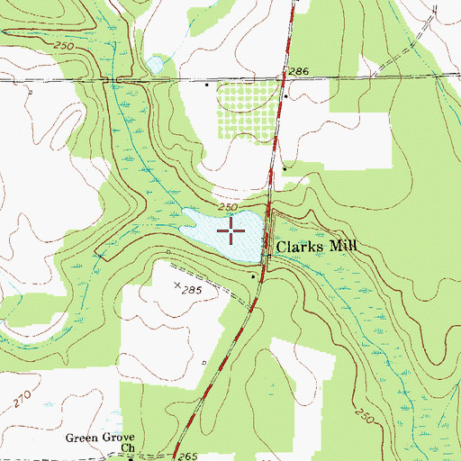 Topographic Map of Clarks Millpond Dam, GA
