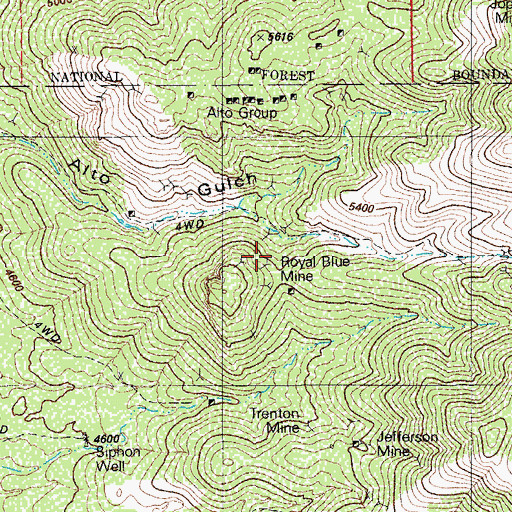 Topographic Map of Royal Blue Mine, AZ