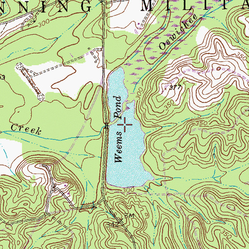 Topographic Map of Weems Pond Dam, GA