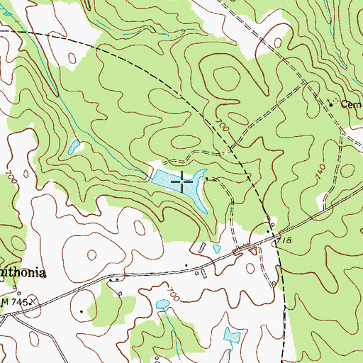 Topographic Map of Oliver Lear Lake, GA