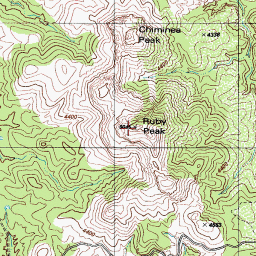 Topographic Map of Ruby Peak, AZ