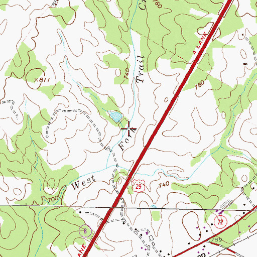 Topographic Map of Sandy Creek O Trail Creek Lake, GA