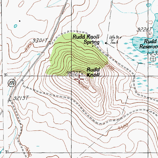 Topographic Map of Rudd Knoll Spring, AZ