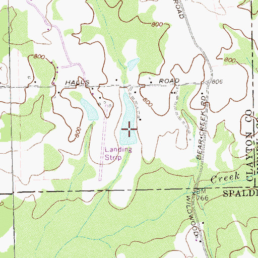 Topographic Map of Hall Dam, GA