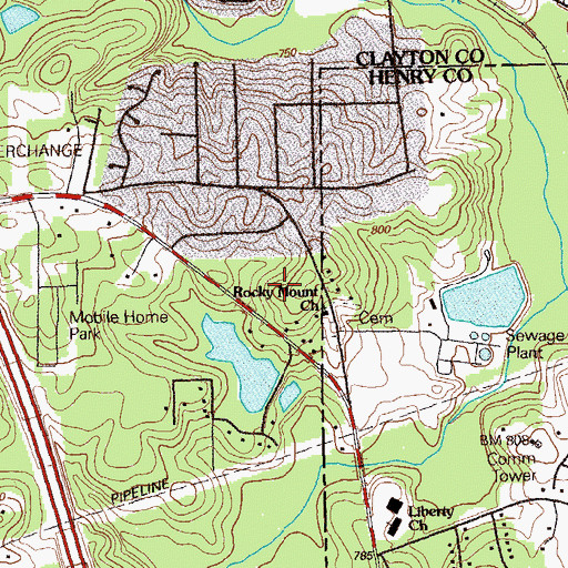 Topographic Map of Sunset Hills Dam, GA