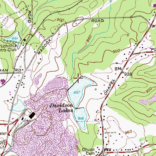 Topographic Map of Davidson Lake Dam Two, GA