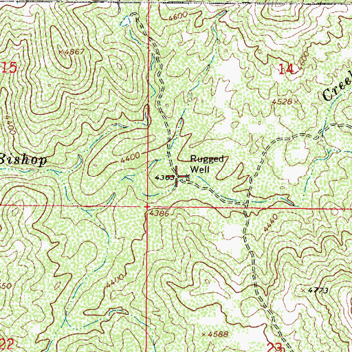 Topographic Map of Rugged Well, AZ