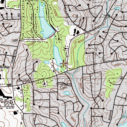 Topographic Map of Sheppard Road Lake Dam, GA