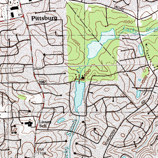 Topographic Map of Lake Ivanhoe Dam, GA