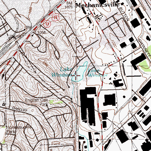 Topographic Map of Lake Windsor Dam, GA