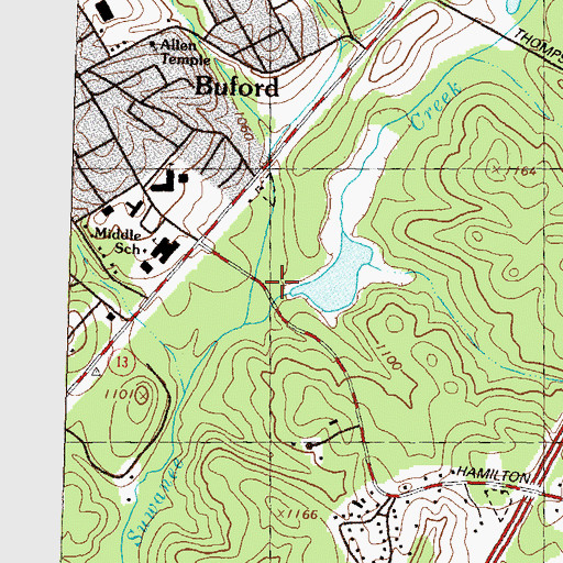 Topographic Map of Suwanee Creek Lake Dam, GA
