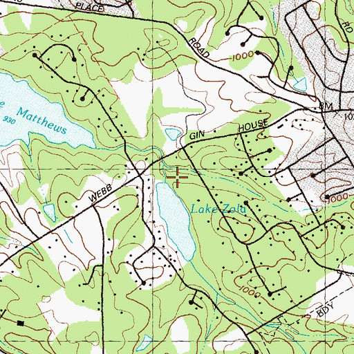 Topographic Map of Lake Zora Dam, GA