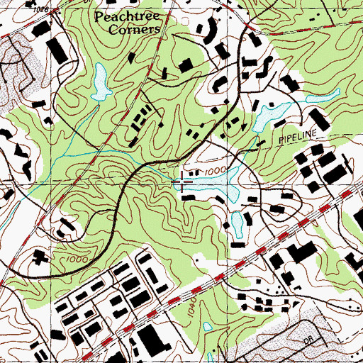 Topographic Map of Technology Park Lake Dam, GA