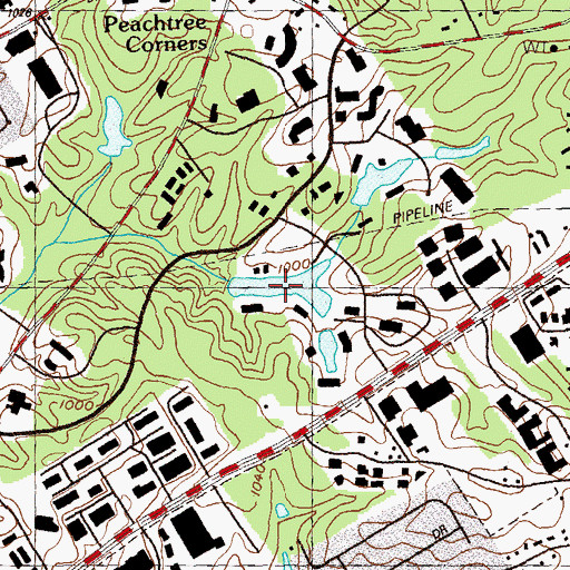 Topographic Map of Technology Park Lake, GA