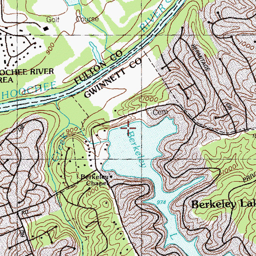 Topographic Map of Berkley Lake Dam, GA