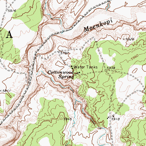 Topographic Map of Cottonwood Spring, AZ