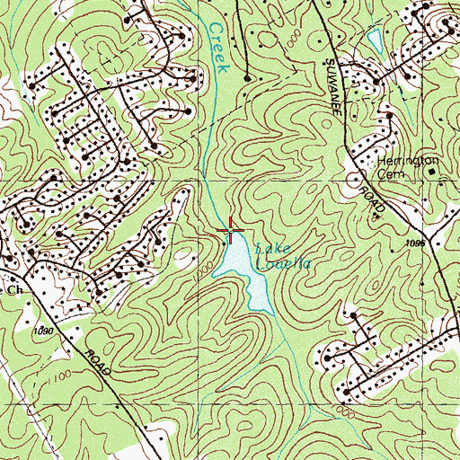 Topographic Map of Lake Louella Dam, GA