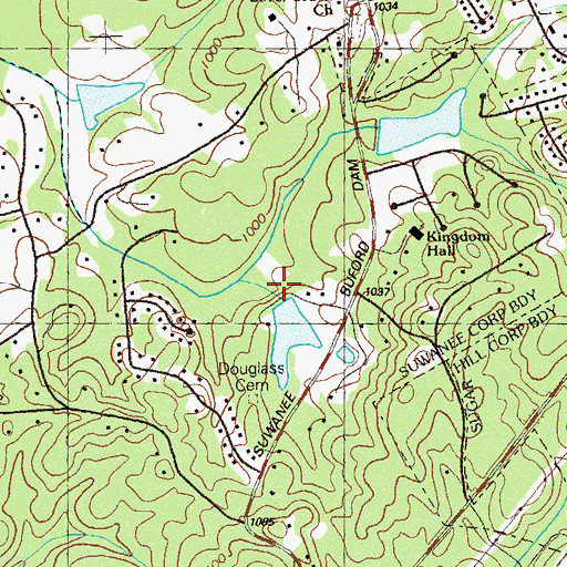 Topographic Map of Number Gate Lake Dam, GA