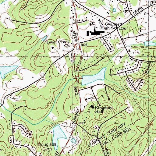 Topographic Map of Sims Lake, GA