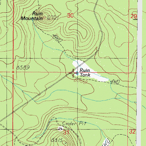 Topographic Map of Ruin Tank, AZ