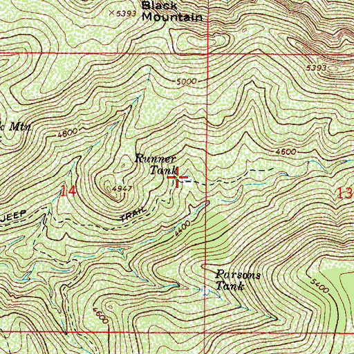 Topographic Map of Runner Tank, AZ