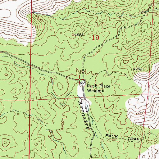 Topographic Map of Rush Place Windmill, AZ