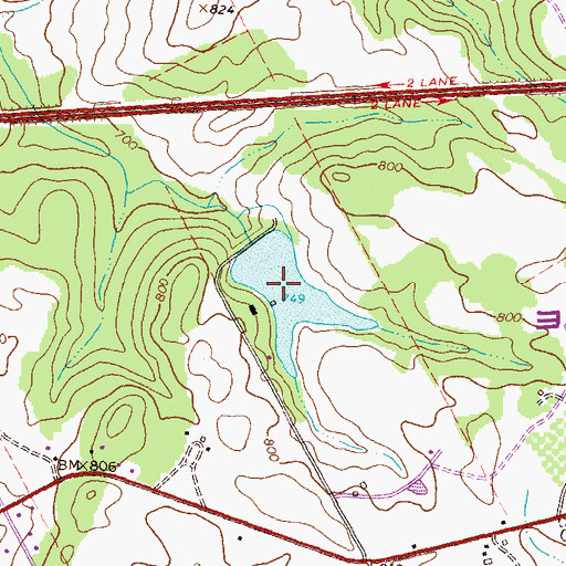 Topographic Map of Greer Lake, GA