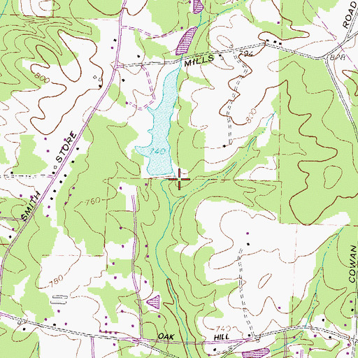 Topographic Map of Paradise Lake Dam, GA