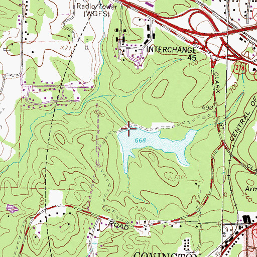 Topographic Map of Turner Lake Dam, GA