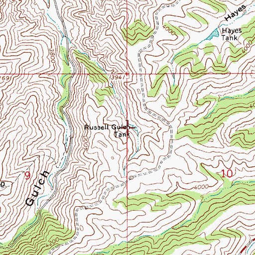 Topographic Map of Russell Gulch Tank, AZ