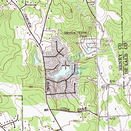 Topographic Map of Lonnie Lake Dam, GA